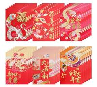 36pcs Chinese Red Envelopes 2025, Short Festive Snake Red Cash Packets for Chinese Lunar New Year Chinese Snake Lucky Hong Bao Money Red Pocket for Chinese Spring Festival(Style A)