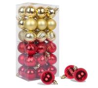 36Pcs Christmas Baubles Gold and Red, Shatterproof Christmas Balls Ornaments, Make Your Own Baubles for Xmas Tree Decorations (Style B)