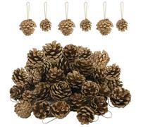 36PCS Christmas Pine Cones, Natural Hanging Snow Pinecones with string Christmas Pinecones Ornaments Hanging Xmas Tree Decor for Xmas Tree Decoration Fall Winter Craft