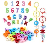 36PCS Chunky Letter & Number Beads, Acrylic Large Alphabet Beads for Bag Charm Kit 3D 20mm Colorful Lacing Letter Toys for DIY Arts and Crafts Back to School Preschool Supplies-13 Colors