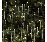 36PCS Clear Christmas Tree Pendants Acrylic Crystal Christmas Hanging Set Icicle Hanging Ornaments Transparent Twisted Icicles Xmas Tree Hanging Decorations for Holiday Party Winter Decor
