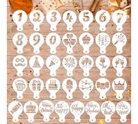 36pcs Cookie Stencils, 36 Styles Cookie Decorating Stencils Reusable Happy Birthday Cake Stencil Templates for Cookies Baking Painting Dessert Decoration Tool DIY Art Craft Decor