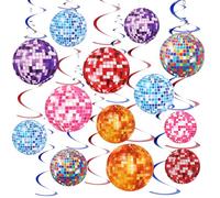36Pcs Disco Ball Decorations, Disco Party Decor 70s Disco Ball Hanging Swirls Disco Party Hanging Streamer Colorful Ceiling Decor for Retro Disco Fever Party Birthday Party Favors Supplies