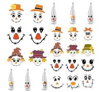 36PCS DIY Halloween Pumpkin Face Stickers, Reusable Adhesive PET Fall Scarecrow Face Stickers for Thanksgiving Party Home Decoration