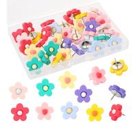 36Pcs Flower Push Pins for Pin Board,UHOMENY Cute Flower Thumb Tack Push Pins Decorative Tacks Colorful Pushpins Floral Drawing Pins Cork Board Pins for Photos Wall Maps Cork Boards Offices School