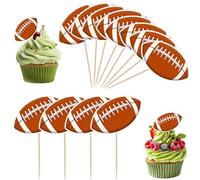 36Pcs Football Cupcake Toppers Decoration, Rugby Football Cake Decorations Football Cake Topper with Toothpicks Sports Cupcake Toppers Decors, Football Party Favors for Home Birthday Party Supplies