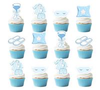 36Pcs Girls Gone Mild Cupcake Toppers Blue Cocktail Eye Mask Pillow Cupcake Picks Slumber Theme Cake Decorations for Girls Night Pajamas Bachelorette Sleepover Party Supplies
