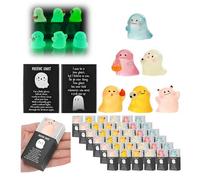36PCS Glow in The Dark Mini Ghost Figures with Box,Glow-in-The-Dark Ghost Boxes,Mini Ghosts Figurines Bulk for Class Gifts Office,Miniature Little Figures for Micro Landscape Party
