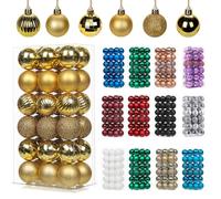 36Pcs Gold for Christmas Tree Decorations,30mm/1.18" Mini Xmas Bauble Hanging Ball,Christma Balls Ornaments with String,Shatterproof Golden Christmas Baubles for Xmas Tree Wedding Holiday Party Decor