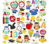36pcs Graduation Iron on Patches Graduation Souvenir Embroidered Sew Applique Repair Patch Congrats Graduation Favors for Kindergarten Preschool Teacher Student Clothing Dress Backpack Hat Decorations