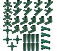 36Pcs Greenhouse Frame Connectors for 16mm Tubes, 6-Way Plastic Garden Structure Fittings with 3/4/5-Way Corners for DIY Cold Frames, Plant Shelters and Shelving Units