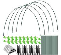36Pcs Greenhouse Hoops for Raised Beds,Detachable Fiberglass Support Hoops with 30 Connection Pipes 18 Clips 20 Ground Nails, Rust-Proof Grow Tunnel Garden Hoops for Garden Netting