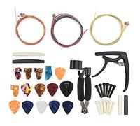 36PCS Guitar Strings Changing Accessories Kit, Complete Guitar Tool Set with Winder Cutter Thumb Picks Nut Bridge for Acoustic Electric Guitar Ukulele