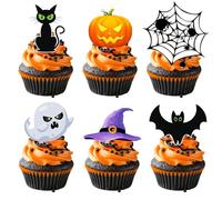 36Pcs Halloween Cupcake Toppers and Cake Decorations Set -Spooky Baking Supplies with Pumpkins, Ghosts for Kids Adults Birthday Party