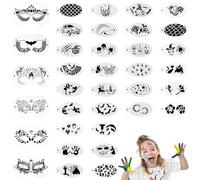 36pcs Halloween Face Paint Stencils Kit, Reusable Body Facial Painting Stencil with Mask Templates Plastic Makeup Stencils for Kids Adult Holiday Party