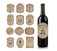 36pcs Halloween Wine Bottle Stickers, 12 Styles Halloween Bottle Labels Apothecary Potion Labels Stickers Waterproof Drink Labels Stickers for Scrapbook Decoration Laptop Phone Adults Teens Party