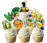 36Pcs Hey One Bear Birthday Party Cupcake toppers - NO DIY - Dancing Fruit 1st Birthday Party Decoration Supplies,Cute Fruit Cupcake Toppers for Baby Boy|Girl