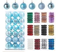 36Pcs Ice Blue for Christmas Tree Decorations,30mm/1.18" Mini Xmas Bauble Hanging Ball,Christma Balls Ornaments with String,Shatterproof Baby Blue Christmas Baubles for Xmas Tree Wedding Holiday Party