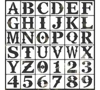 36Pcs Large Alphabet Stencils 6x6 Inch Reusable Letter Number Stencils Plastic Alphabet Digital Templates for Wall Painting Address Cake DIY Art Projects