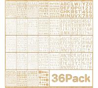 36Pcs Letter Stencils for Painting Small Reusable Alphabet Number Templates | 1/2,3/4,1,5/4,2Inch,Stencils Letters,Plastic Geometric Templates,Scrapbook,Walls Art Projects,Journal,Home Decor,Custom Sign