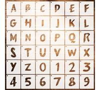36pcs Letter Stencils Kit for Painting, Letter and Number Templates with Metal Ring Reusable Uppercase Alphabet Stencils for Wall Chalkboard Fabric Wood Signs Rock Plant DIY Craft (4 Inch)