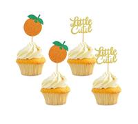 36PCS Little Cutie Orange Cupcake Toppers Glitter Citrus Cake Toppers Decoration for Summer Fruit Theme Birthday Party Baby Shower Supplies