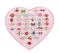 36pcs little girls jewelry rings in love box adjustable no duplication for boys girls act like princess costumes jewelry rings party preferred toys gifts