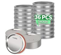 36Pcs Mason Jar Lids with Rings Wide Mouth, Upgrade Canning Lids with Rings/Bands for Ball, Kerr Jars and More, Split-Type with Leak Proof & Airtight, Food Grade Material for Mason Jars