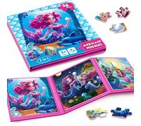 36pcs Mermaid Magnetic Puzzles for Kid,Travel Puzzles for Kids Ages 3-8,Girls Puzzle for Improve Intelligence,Toddler Jigsaw Puzzles,Airplane Activities for Kids Birthday Gifts