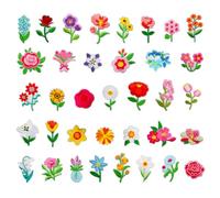 36Pcs Mini Flower Iron on Patches, Peony Embroidery Patch, Decorative Embroidered Patches for Sewing, for Hats, Backpacks, Clothing, Shirts, Jeans, Pants and DIY Crafts (Flower)