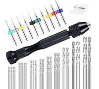 36PCS Mini Hand Drill Bit Set, Lylxienty Precision Pin Vise Hand Drills, Micro Mini Twist Drilling Bits 0.5-3mm and PCB Drill 0.1-1mm for Model Making Electronic Drilling Holes Woodworking Jewelry DIY