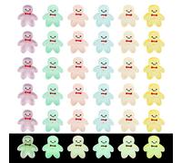 36pcs Mini Luminous Gingerbread Men, Tiny Cute Gingerbread Man Shaped Small Glow in The Dark Decorations Miniature Resin Luminous Gingerbread Man Figures Figurines for Christmas Decoration