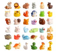 36pcs Mini Resin Animals, Small Animals Figures to Hide Cute Giraffe Lion Frog Crocodile Miniature Garden Decor Tiny Resin Creatures Ornaments for Micro Garden Dollhouse