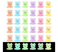 36pcs Mini Resin Luminous Elk, Miniature Cute Sitting Style Elk Glow in The Dark Christmas Ornament Small Animals Long-Term Use 6 Colors Tiny Elk for Table Decor for Christmas