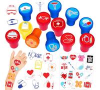 36PCS Nurse Party Favors - 24PCS Temporary Tattoos & 12PCS Stamps - Ideal Nursing Graduation Appreciation Themed Birthday Card Decorations Supplies Goodie Bag Baby Shower Kids Gifts Classroom Rewards