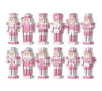 36PCS Nutcrackers Christmas Ornaments, Pink Nutcracker Pendant Christmas Tree Decoration, Wooden Christmas Nutcracker Soldier Christmas Tree Hanging Ornaments
