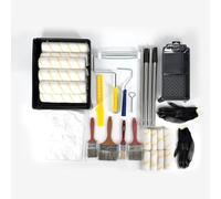 36PCS Paint Roller Kit with 4-Section Extension Pole, 9''& 4''Roller Trays, Heavy-Duty Frames, Microfiber Paint Rollers, Brushes & Scrappers, House Painting Tools for Walls, Ceilings & Home Renovation