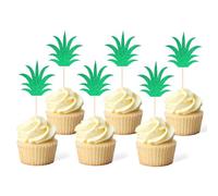 36Pcs Pineapple Cupcake Toppers, Double-Sided Glitter Donut Cake Decorations for Tropical Hawaiian Party, Birthday