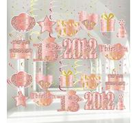 36PCS Pink Rose Gold 13th Birthday Decorations Hanging Swirls for Girls, Happy 13th Birthday Party Supplies Vintage 2012 Foil Swirls,Thirteen Years Old Birthday Ceiling Hanging Decorations Party Decor