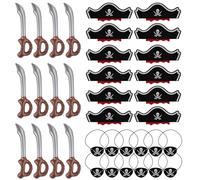36pcs Pirate Accessories, Pirates Cosplay Pirate Eye Mask Hat Knife Costume for Dressing Ball Cosplay Theatre