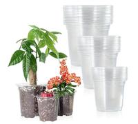 36Pcs Plastic Plant Pots, Clear Flower Pot, Nursery Pot with Drainage Holes | 3 Sizes: 9/11/13CM, Flower & Seedlings, Transplanting Use, Garden Planters