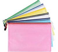 36PCS Plastic Wallets A4 Zip Lock Bags Extra Thick A4 Zip Wallets Mesh Document Zipper Bags (6 Colours)