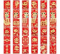 36pcs Red Envelopes Chinese New Year, 2025 Snake Lucky Money Red Packets Hong Bao Lai See Envelopes for Lunar Spring Festival
