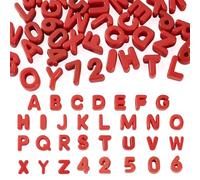 36Pcs Red Large Letter Beads, Big Chunky Alphabet Number Bead, Acrylic Letter Slide Bead Paracord Bead for Keychains Friendship Bracelets Bag Charm Shoelace DIY Art Crafts