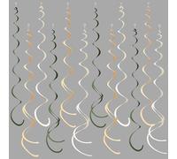 36PCS Sage Green Hanging Swirls Decorations Felt Olive Green Brown Cream Swirl Streamers Party Spiral Ceiling Decoration Garland for Summer Jungle Safari Woodland Birthday Wedding Baby Shower Party