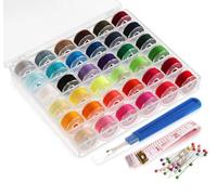 36Pcs Sewing Machine Bobbin Threads with Case and Measuring Tape for Singer Brother Babylock Janome Elna, Assorted Colors