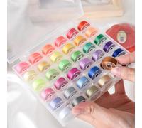 36Pcs Sewing Thread,Bobbins for Sewing Machine with Storage Case Box Assorted Colors Pre-Wound Bobbins Threads Set Sewing Accessories for Hand Stitching, Beading Strings
