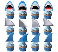36Pcs Shark Fin Cupcake Toppers: Shark Fin Cake Decorations Baby Shark Cupcake Toppers Shark Birthday Party Decorations Ocean Animals Theme Baby Shower Birthday Party