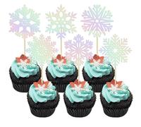 36Pcs Snowflake Cupcake Toppers Laser Silver Glitter Snowflake Cake Toppers Frozen Cake Decorations for Baby Shower Winter Wonderland Christmas Party Cake Decoration Supplies