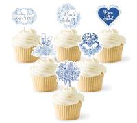 36pcs Something Blue Before i Do Cupcake Topper Bridal Shower Bachelorette Wedding Engagement Party Decorations something blue before i do bridal shower decorations for Woman Girl